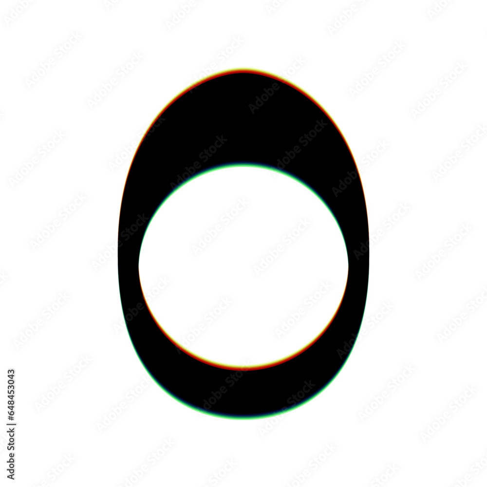 Aufkleber egg with yolk. black icon with vertical effect of color edge aberration at white background. illustr