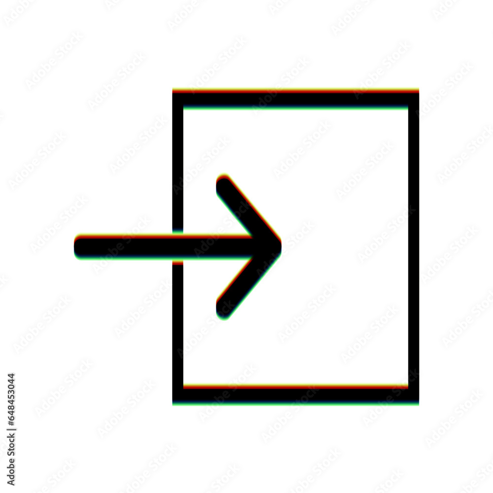 Poster input sign. black icon with vertical effect of color edge aberration at white background. illustrati