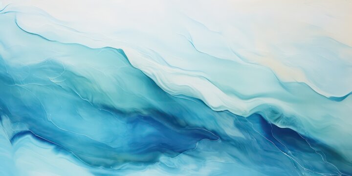Abstract water ocean wave, blue, aqua, teal texture. Blue and white water wave horizontal banner, a series of abstract brushstrokes in various shades of blue