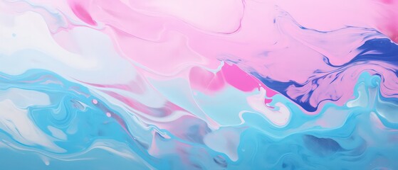 Fototapeta na wymiar Abstract colorful mixed paint in pastels. Oils fluid flow background. water ocean wave background. Blue and pink liquid water wave horizontal banner, 4k wallpaper