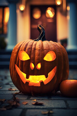 Halloween pumpkin in the spooky night - halloween scene
