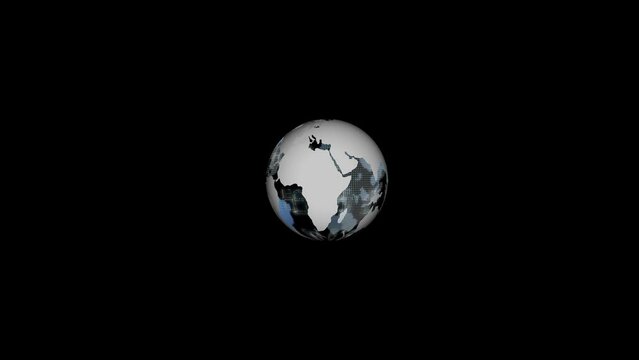 Animated minimalist image of Earth against a black background.
