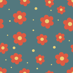 Simple Seamless flat flowers pattern 