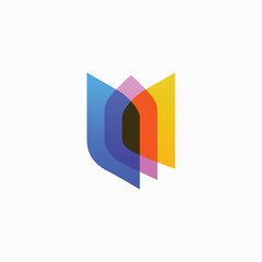 Colorful Tulip Flower Logo overlapping overlay color