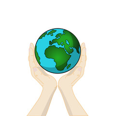 Illustrations of hands holding the earth,World earth day concept.Save the world.