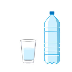 Illustration of glass with water on white background.