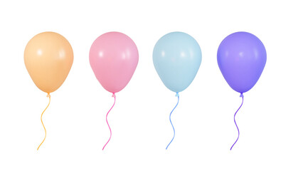 Collection of pastel 3d balloons on a white background. Set for birthday, new year, wedding. 3d vector illustration