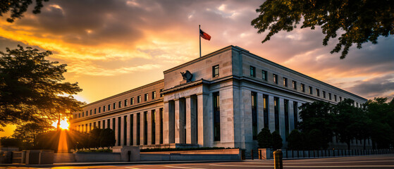 Front of the United States Federal Reserve Bank - obrazy, fototapety, plakaty