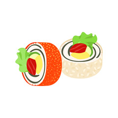 カリフォルニアロール。フラットなベクターイラスト。
California roll. Flat designed vector illustration.