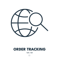 Order Tracking Icon. Shipment, Delivery, Package. Editable Stroke. Simple Vector Icon