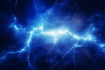 Abstract blue energy and electrical background with lightning and plasma. Generative AI