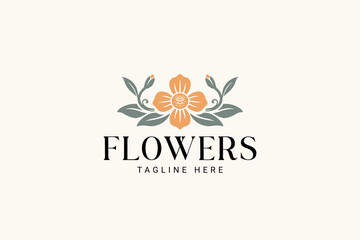 Fototapeta na wymiar alamanda flowers logo vector graphic for florist boutique and cosmetic