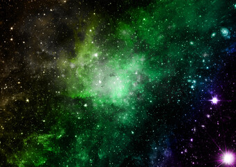 Far being shone nebula and star field against space. - obrazy, fototapety, plakaty