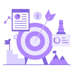 Business target success icon symbol vector image. Illustration of the arrow focus goal strategy design image