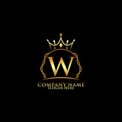 elegant initial letter W with crown logo vector, Creative Lettering Logo Vector Illustration.