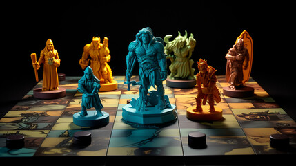 Plastic figures placed on board rol game