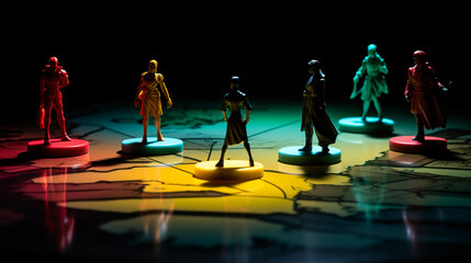 Plastic figures placed on board rol game