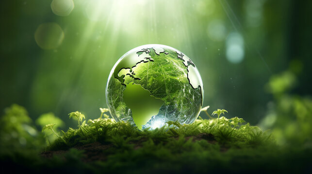 background for Green world, Eco-friendly, glossy globe, etc
