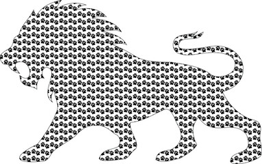 Lion Silhouette Vector Art, A striking profile of a lion, filled with lion paw, This unique design captures the majesty and power of the king of the jungle in a modern, abstract style