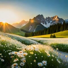 A beautiful, sun-drenched spring summer meadow.AI generated