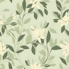 green seamless floral pattern, generated ai