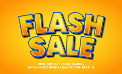 Flash sale editable text effect template, 3d bold cartoon orange glossy typeface, premium vector