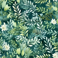 seamless pattern with leaves in boho style, generated ai