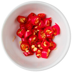Top view of chopped chilli pepper