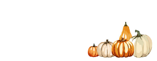 White template with orange, yellow and white pumpkins