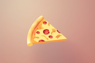 Animated pizza slice soaring, alone fast food representation in minimalist style. Generative AI