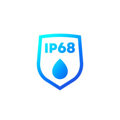 ip68 standard, waterproof icon with a shield