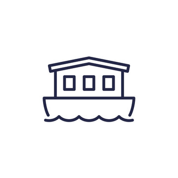 recommend clip art: houseboat line icon, house on water