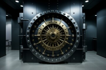 Safe bank vault for storing valuable items. Generative AI - obrazy, fototapety, plakaty
