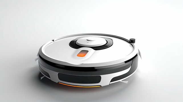 a smart robot vacuum cleaner isolated on a white background. Generative Ai