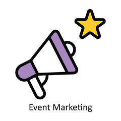 Event Marketing vector Filled outline Icon Design illustration. Event Management Symbol on White background EPS 10 File
