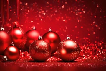 Fototapeta na wymiar christmas background with red balls