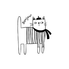 vector image of a french style cat