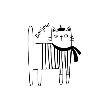 vector image of a french style cat
