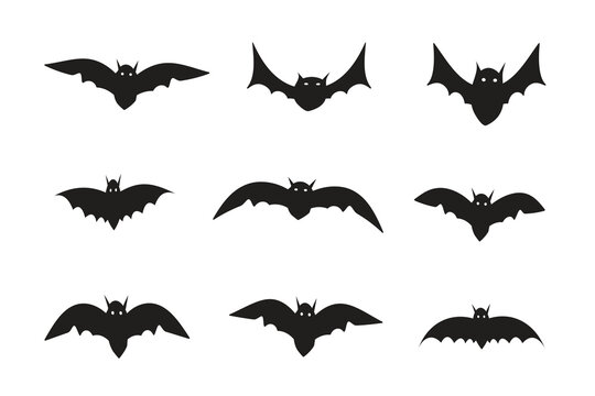 
Set of Black Halloween Bat silhouettes vector, hand drawn different flying bats animals night flyin element, Bats Symbol icon Spooky vampire scary flat horror bat graphic vector element 