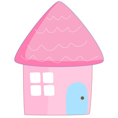 pink house with a roof on a white background