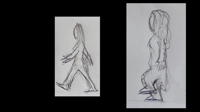 girl with a mature woman walking animation
