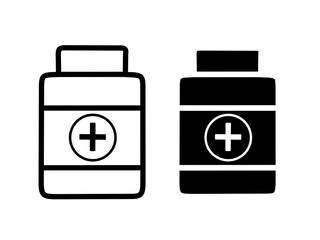 medicine bottle vector on white background.pill and capsule container icon