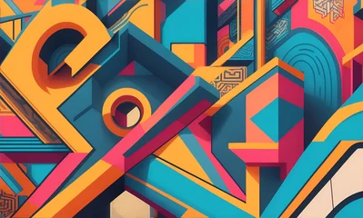 Foto op Plexiglas isometric mural graffiti 3d wallpaper © Johan Wahyudi