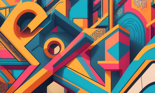 Fototapeta isometric mural graffiti 3d wallpaper