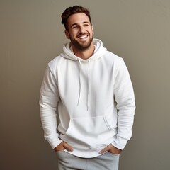 Illustration of a fashion portrait with plain hoodie mockup, AI Generated