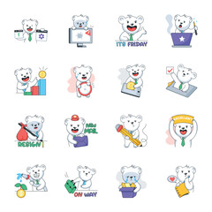 Obraz premium Cute Collection of Flat Bear Employee Stickers