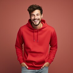 Illustration of a fashion portrait with plain hoodie mockup, AI Generated