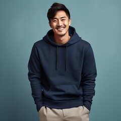 Illustration of a fashion portrait with plain hoodie mockup, AI Generated