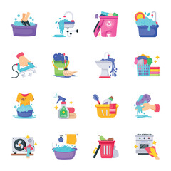 Bundle of Housekeeping Flat Icons 

