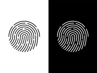 finger print fingerprint lock secure security logo vector icon illustration.